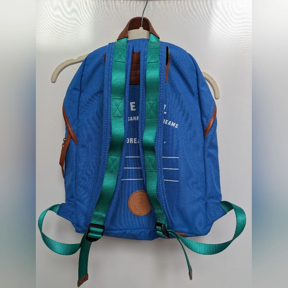 Will Leather Goods Colorblock Blue Leather Accent Backpack